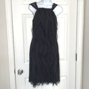 Vera Wang White Formal Ruffle black evening dress size 0